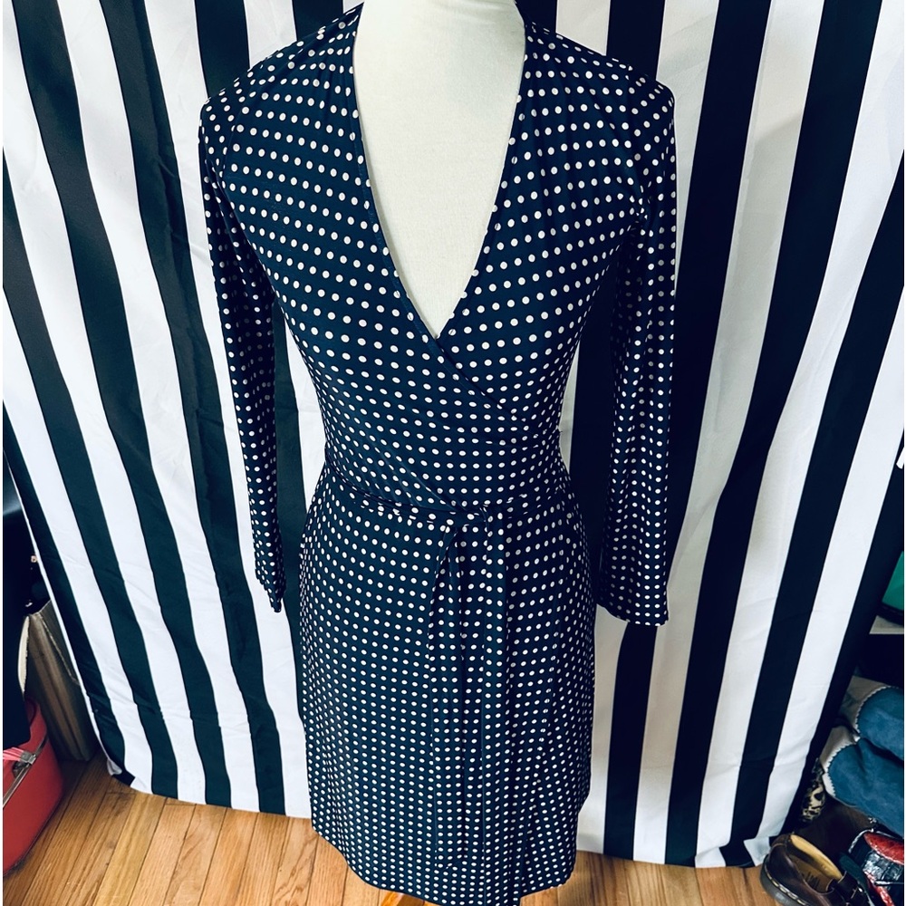 Veronica M. Polka Dot Pattern Wrap Dress